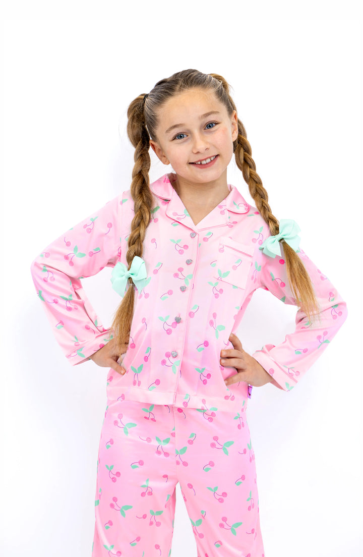 Sweet Cherries Long Sleeve Satin PJ