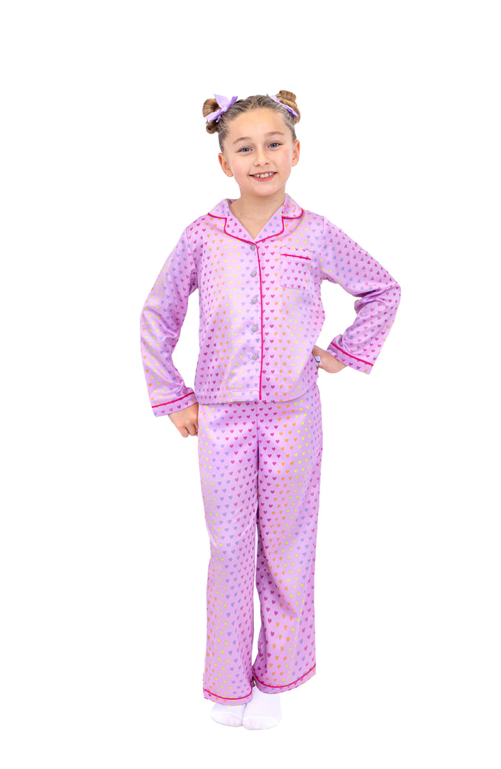 Shimmering Hearts Long Sleeve Satin PJ