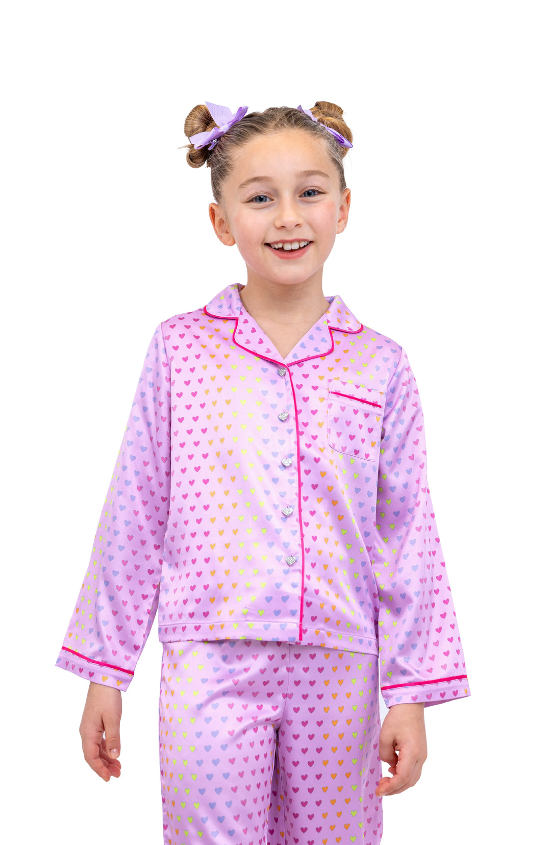Shimmering Hearts Long Sleeve Satin PJ