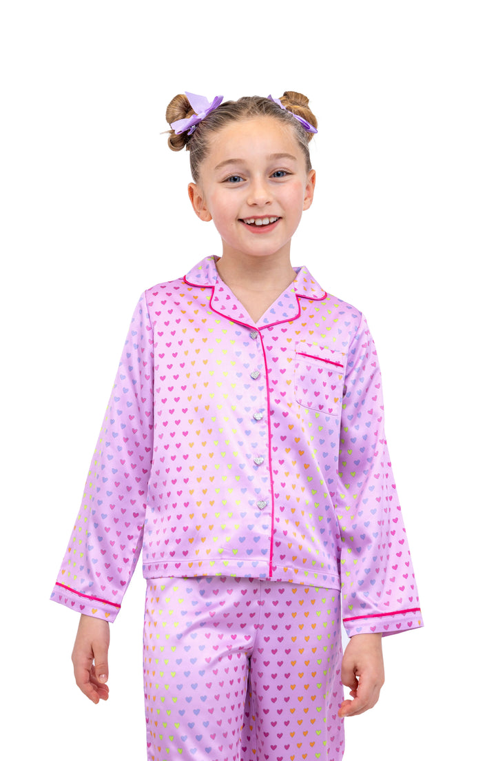 Shimmering Hearts Long Sleeve Satin PJ