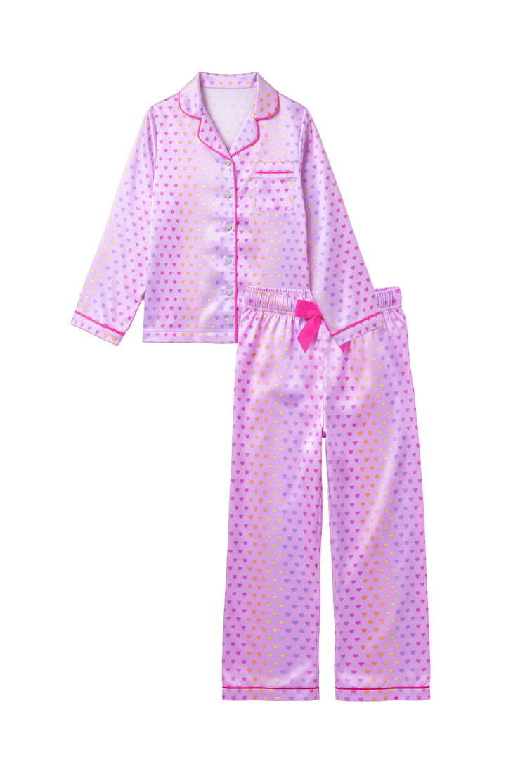 Shimmering Hearts Long Sleeve Satin PJ