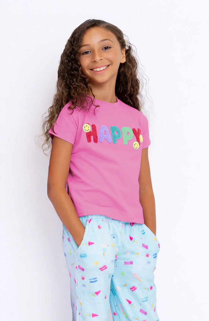 Happy Applique Short Sleeve Tee