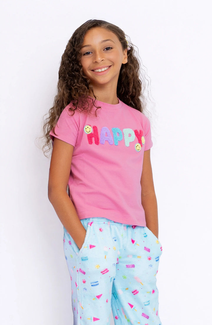 Happy Applique Short Sleeve Tee