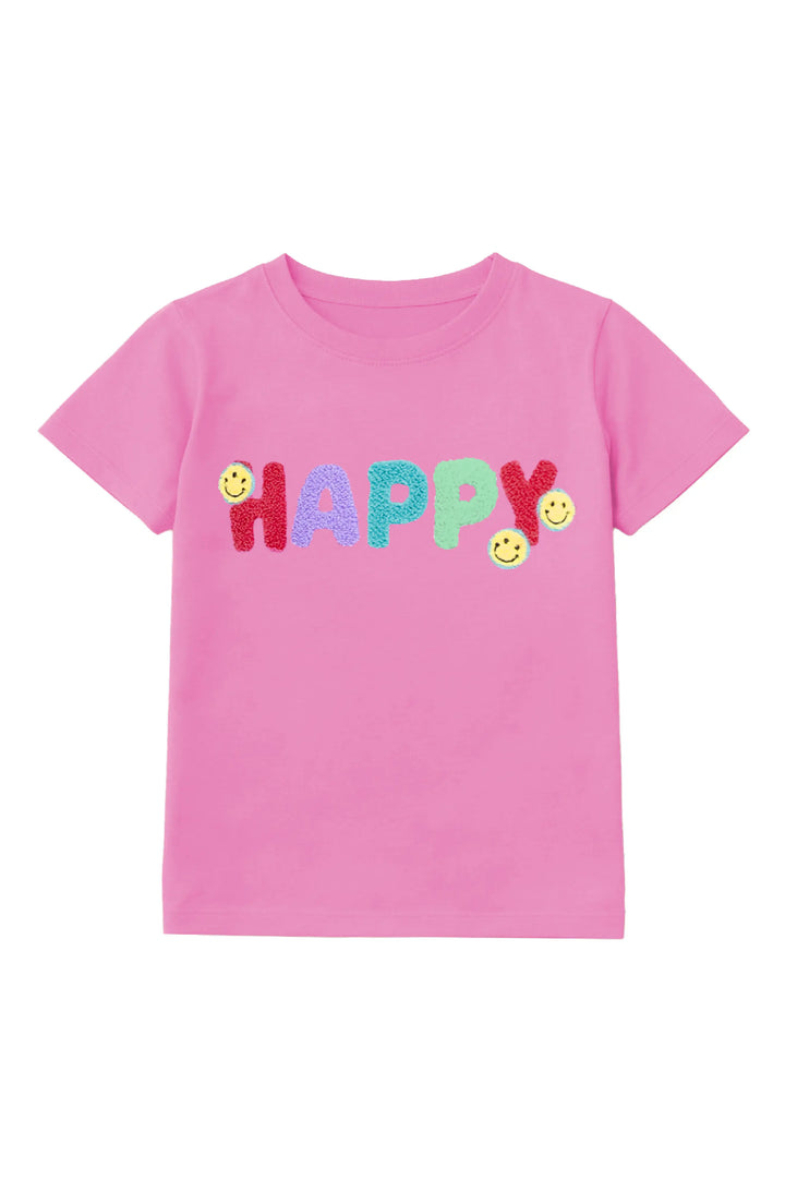 Happy Applique Short Sleeve Tee