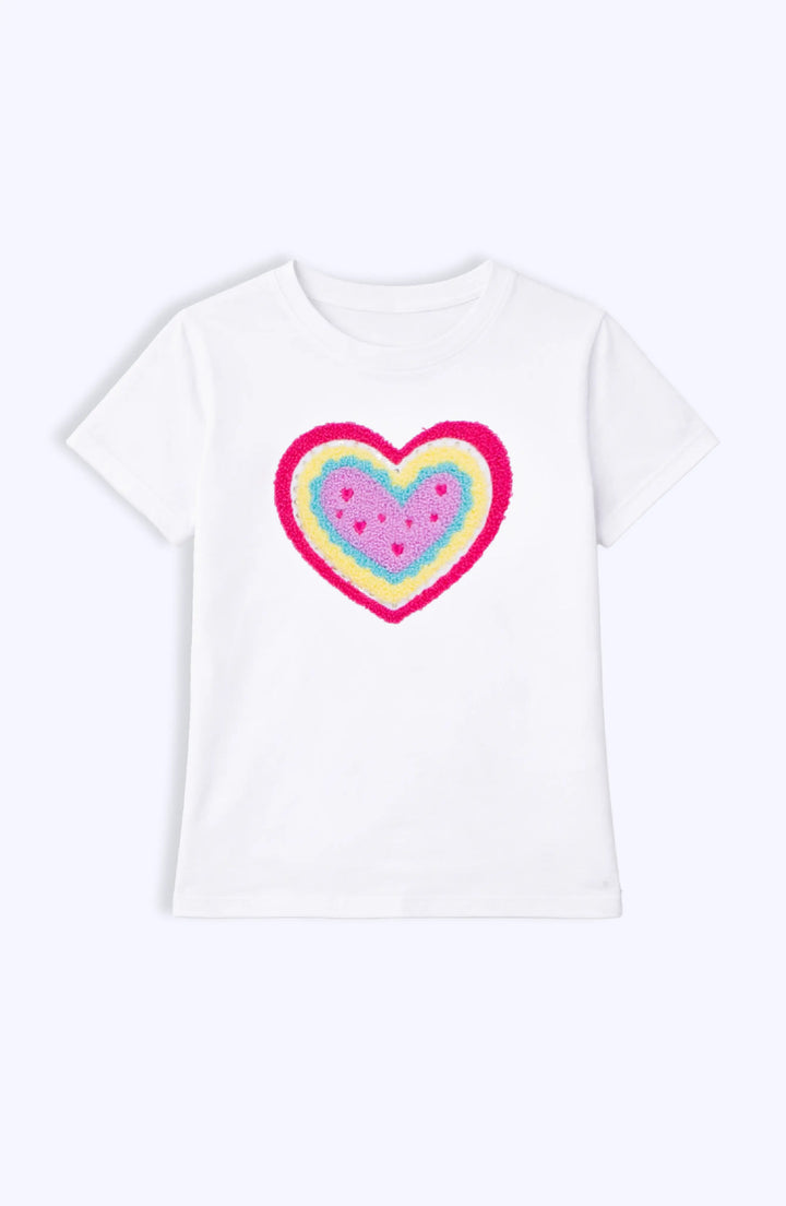 Heart Applique Short Sleeve Tee