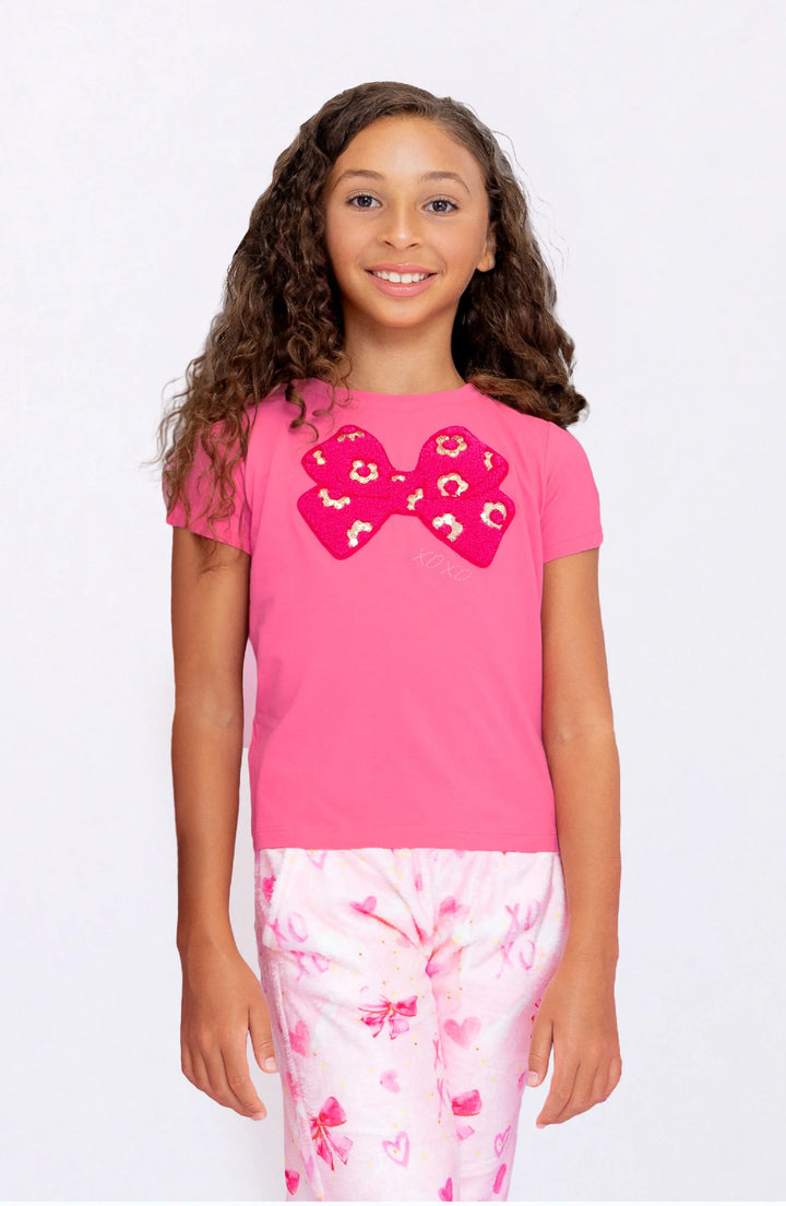 Sequin Bow Applique Short Sleeve Tee