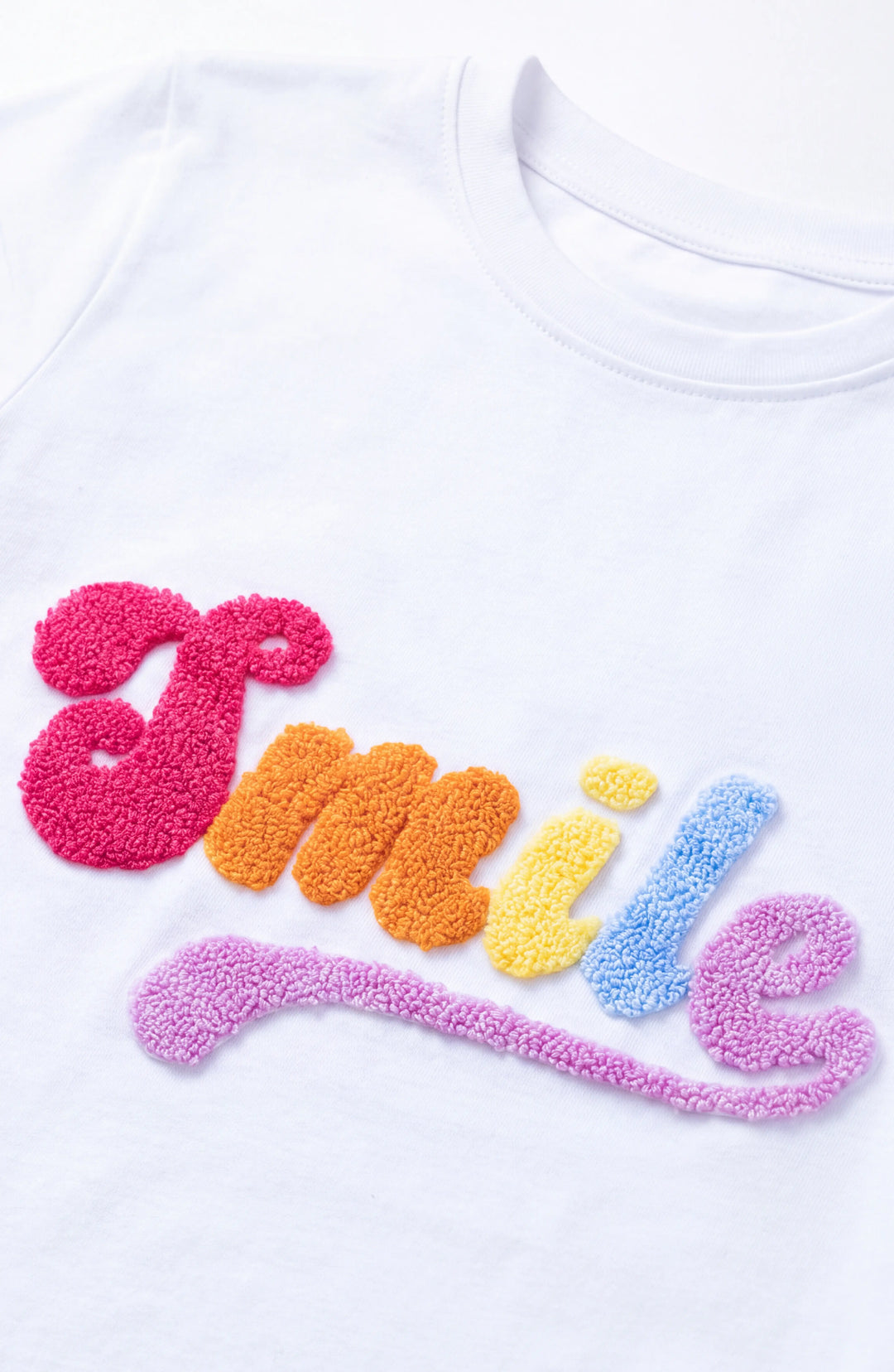 Smile Applique Short Sleeve T-Shirt