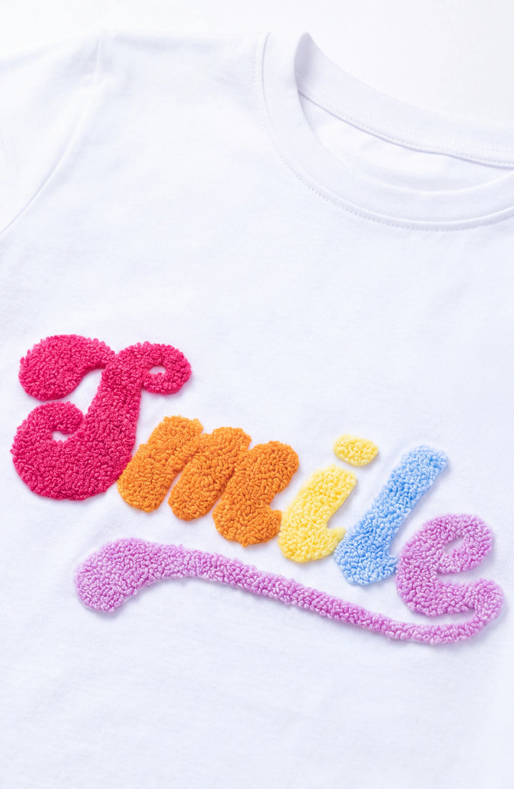 Smile Applique Short Sleeve T-Shirt