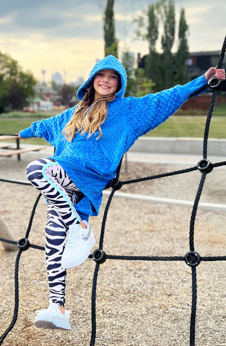 Blue oversized minky hoodie