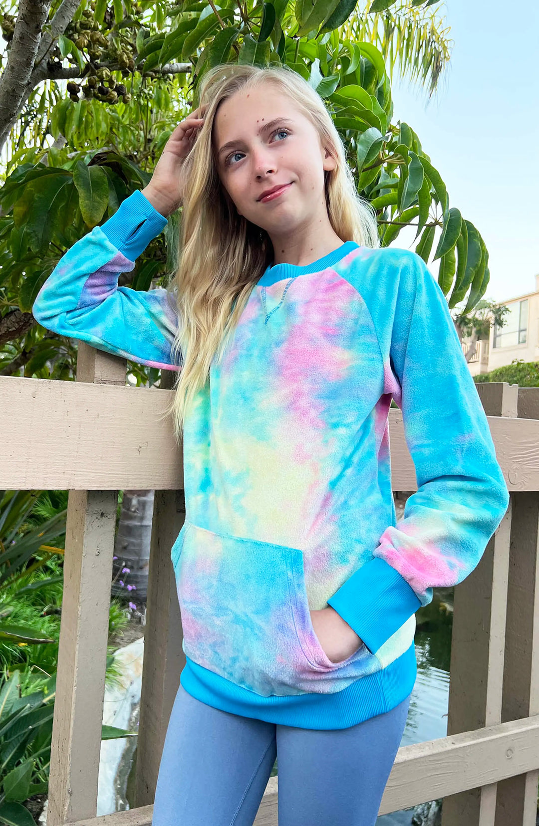 Girls Crewneck Sweatshirt Tie Dye Limeapple