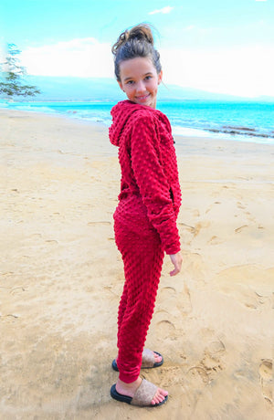 Minky Bubble Jogger Pant - Burgundy
