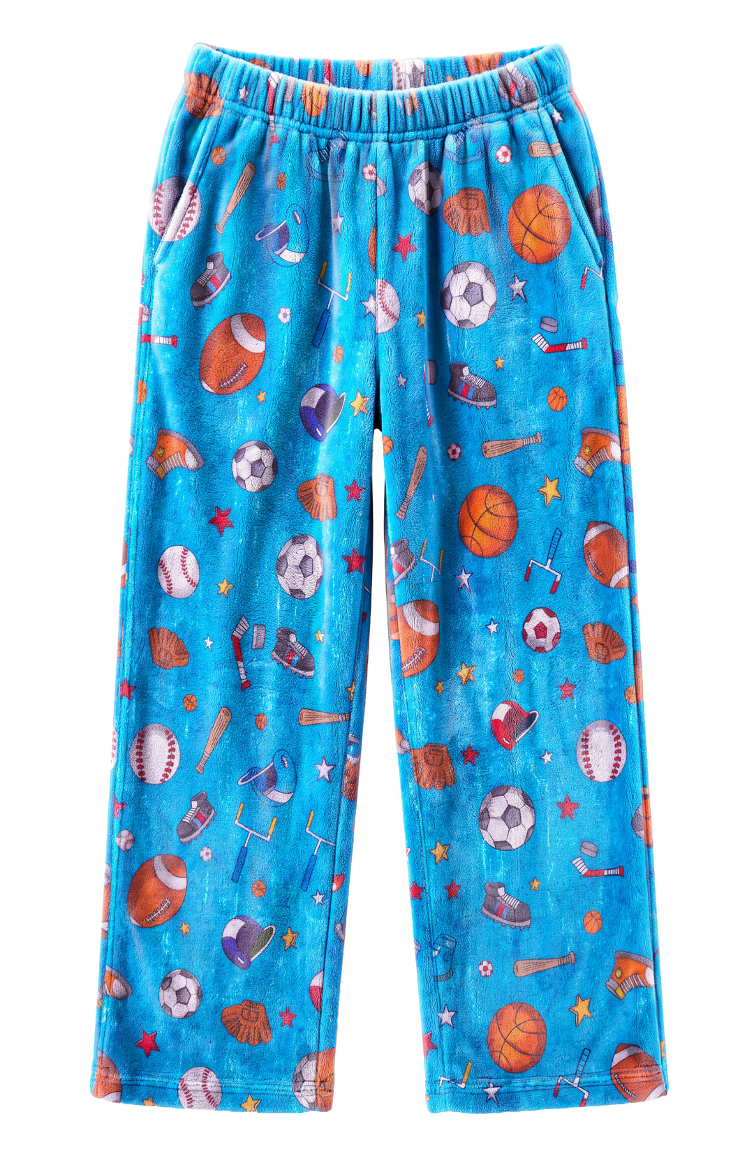 Boy's Blue Sports Printed Plush Pant