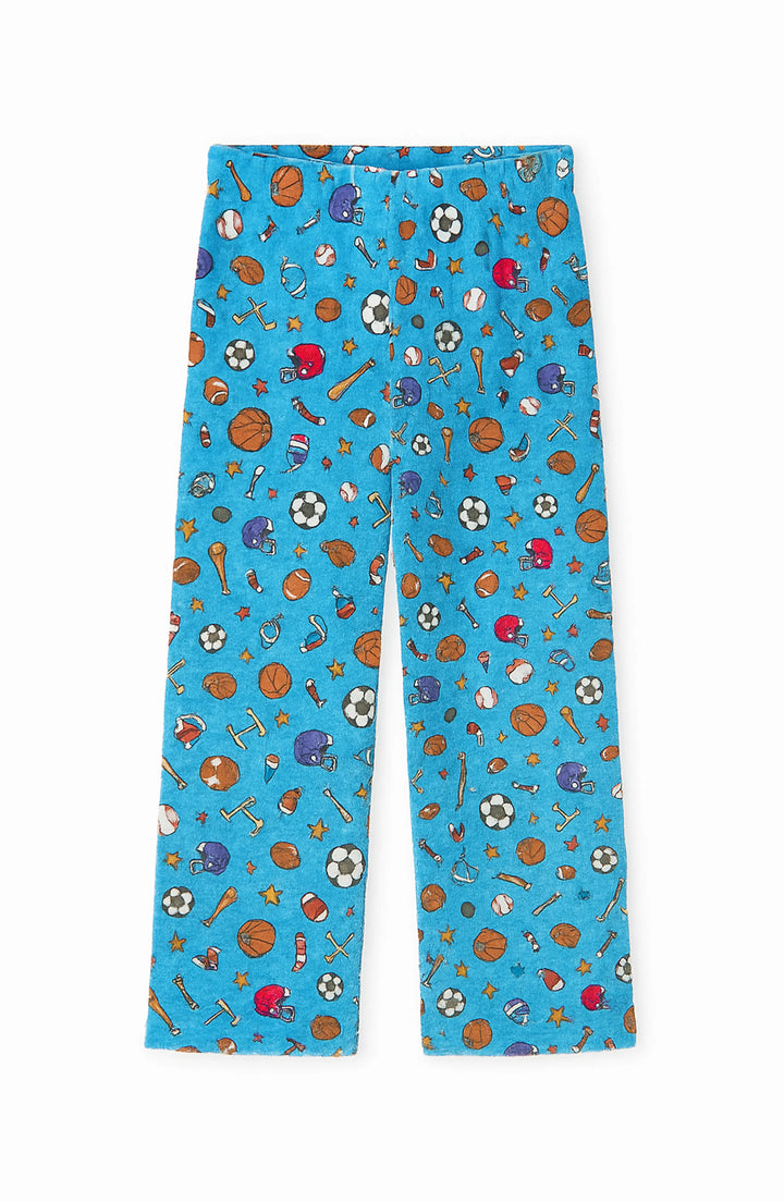 Boy's Blue Sports Printed Plush Loungewear Pant