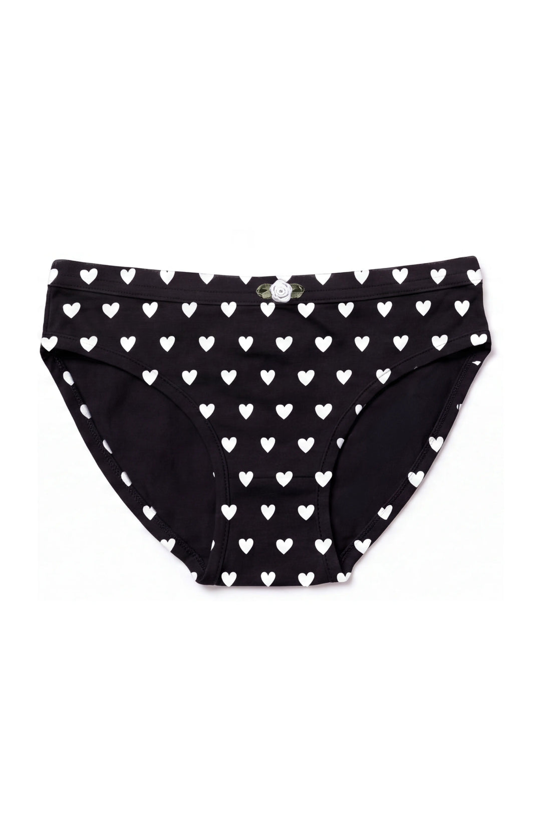 Girls Underwear 3 Piece Set - Black & White Hearts & 2 Solid Black