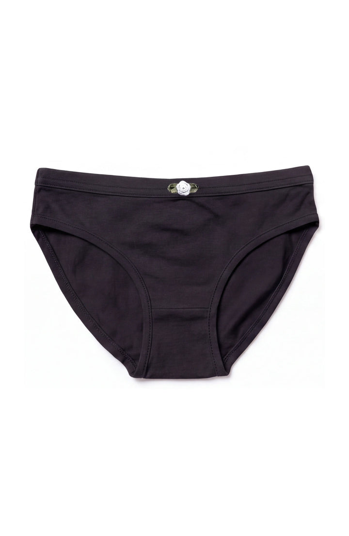 Girls Underwear 3 Piece Set - Black & White Hearts & 2 Solid Black