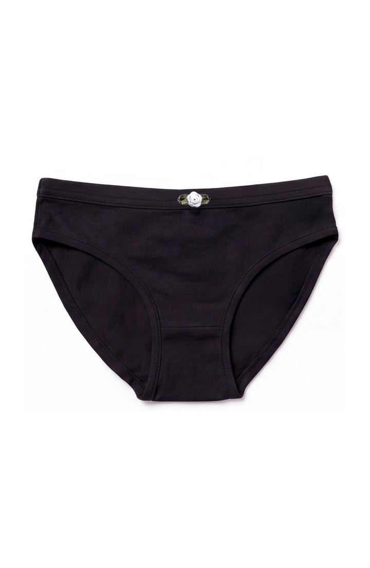 Girls Underwear 3 Piece Set - Black & White Hearts & 2 Solid Black