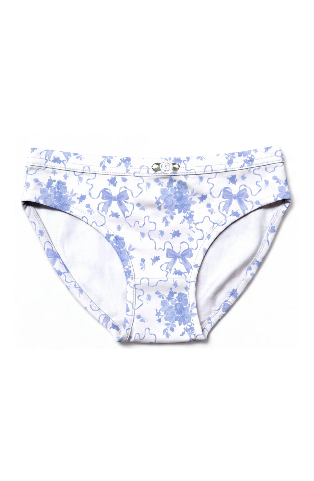 Girls Underwear 3 Piece Set - Light Blue, Blue Posies & Blue Stripes Girls Underwear 3 Piece Set