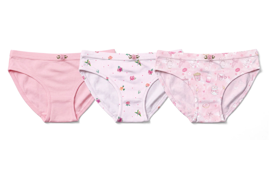 Girls Underwear 3 Piece Set - Pink, Garden Bloom & Blush Print