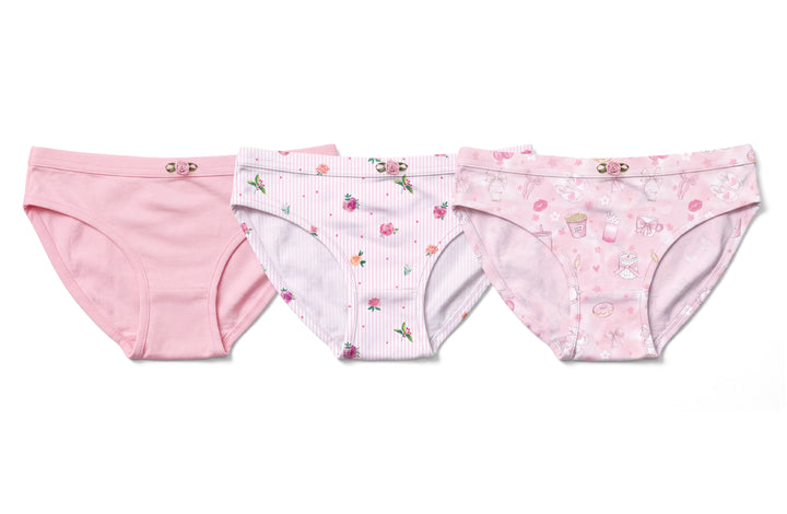 Girls Underwear 3 Piece Set - Pink, Garden Bloom & Blush Print