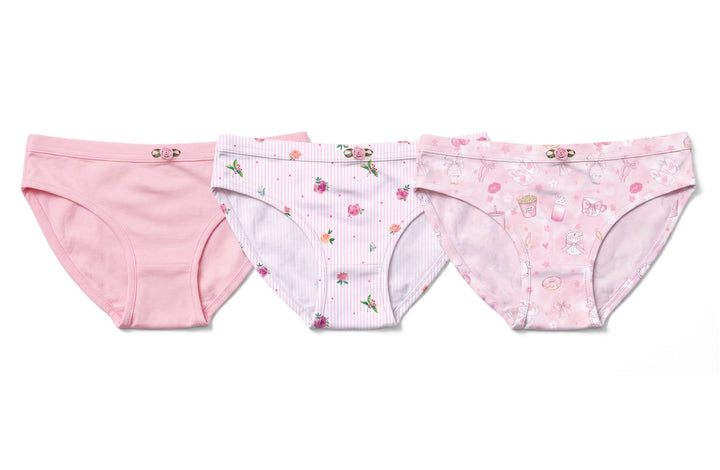 Girls Underwear 3 Piece Set - Pink, Garden Bloom & Blush Print