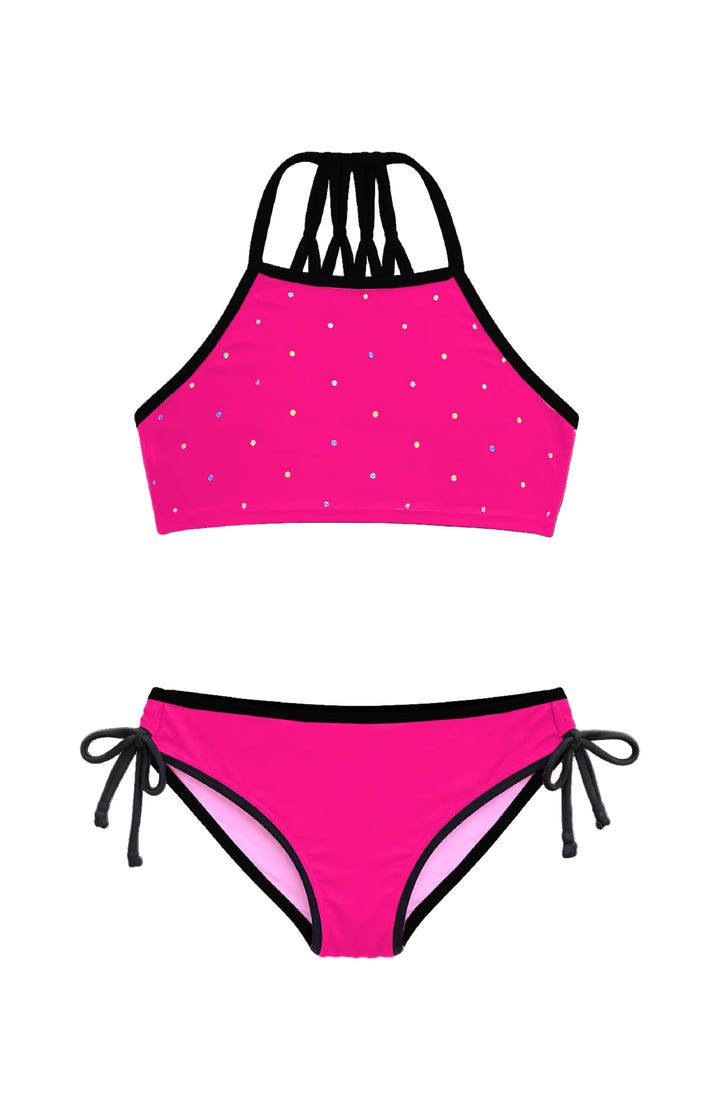 Amber Cropped Tankini Swimsuit with Rhinestone Detail