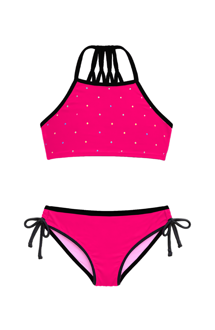 Amber Cropped Tankini Swimsuit with Rhinestone Detail