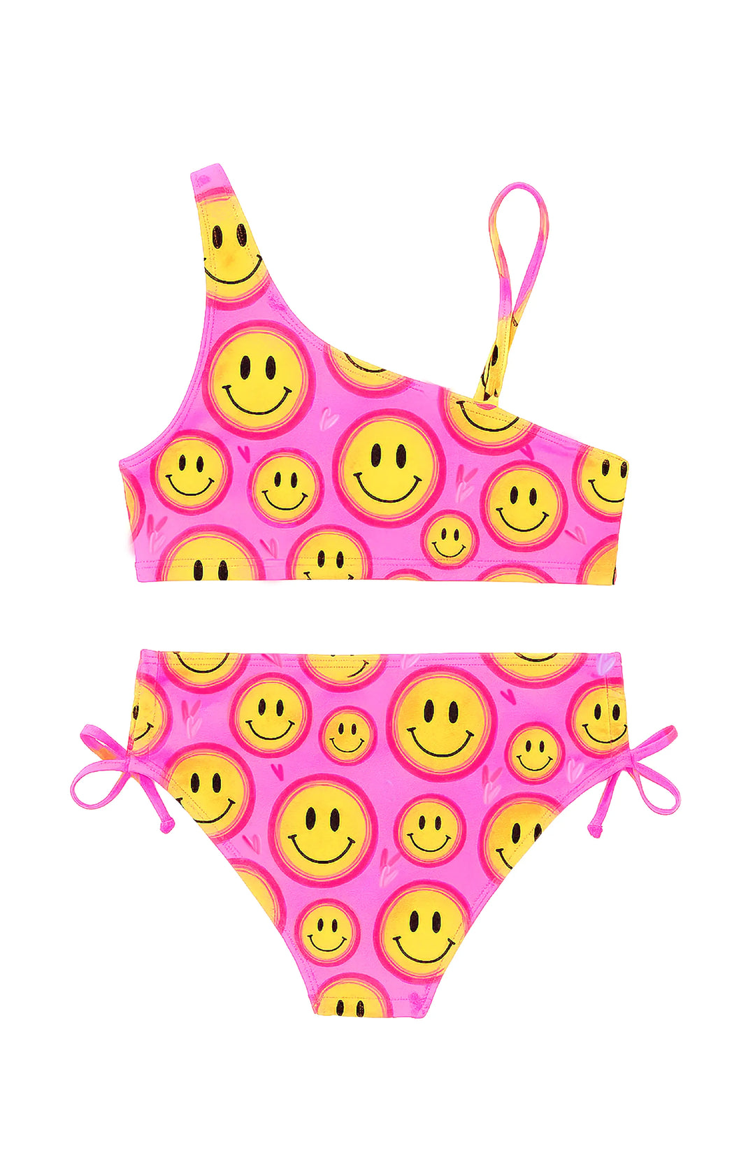 Aria Smiley Face Printed One Shoulder Bikini Swimsuit