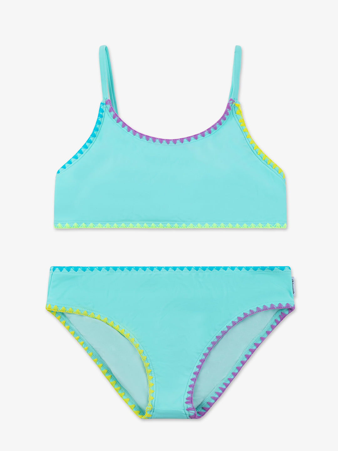 Embroidered Trim Two Piece Swimsuit