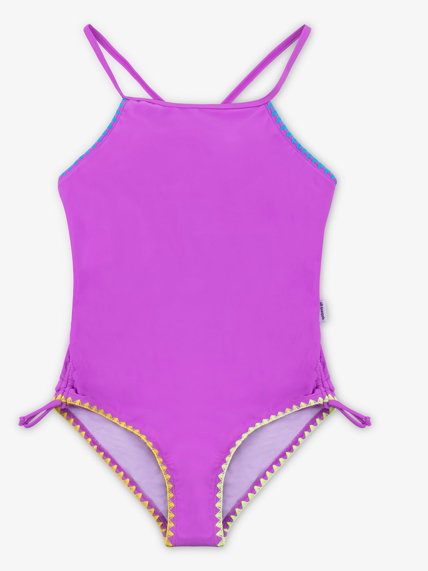 BROOKE-  Purple Embroidered Square Neck One Piece Swimsuit