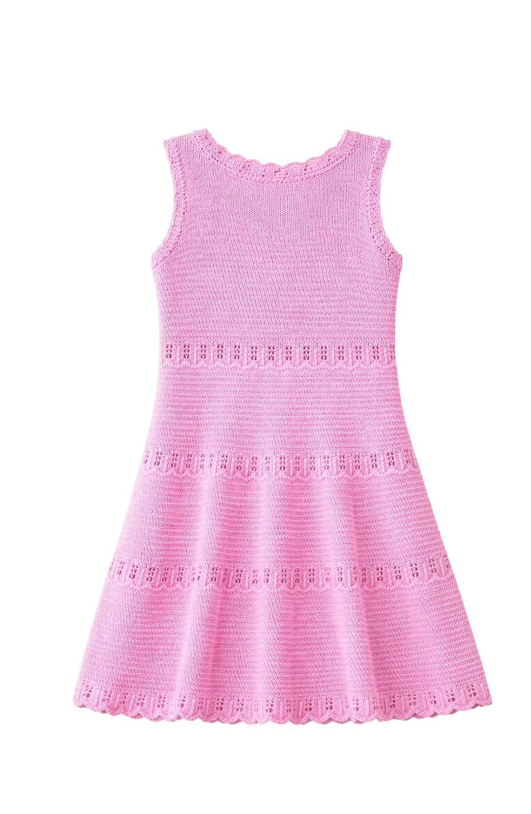 Cali Crochet Flare Summer Beach Dress - Pink