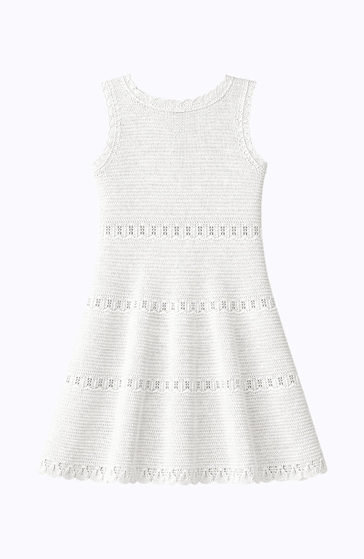 Cali Crochet Flare Summer Beach Dress - White
