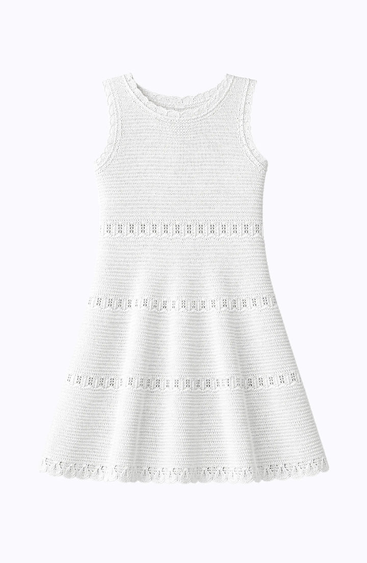 Cali Crochet Flare Summer Beach Dress - White