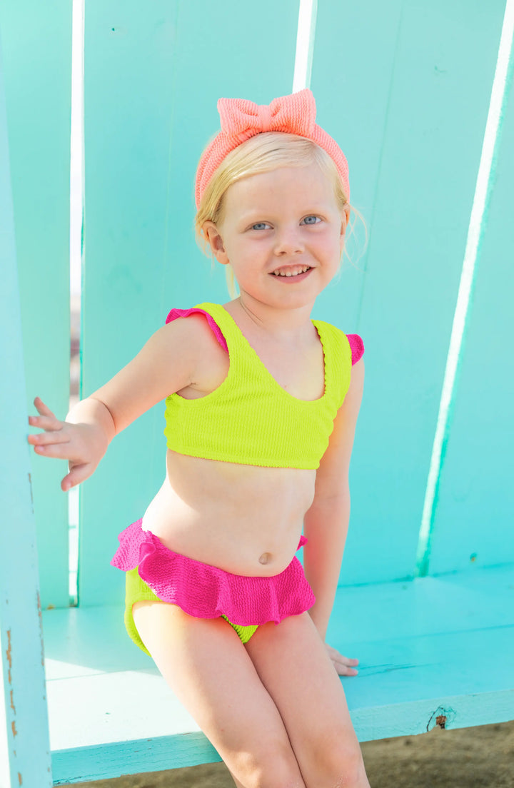 Daisy Toddler Crinkle Ruffle Bikini - Lime