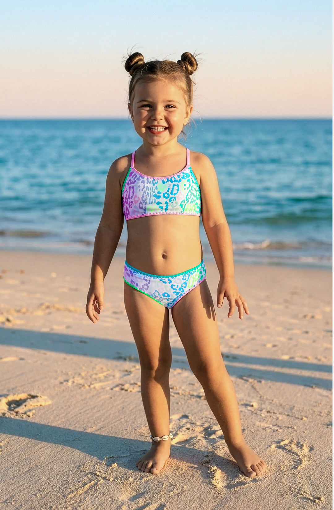 Dalia Leopard Print Bikini with Embroidered Trim