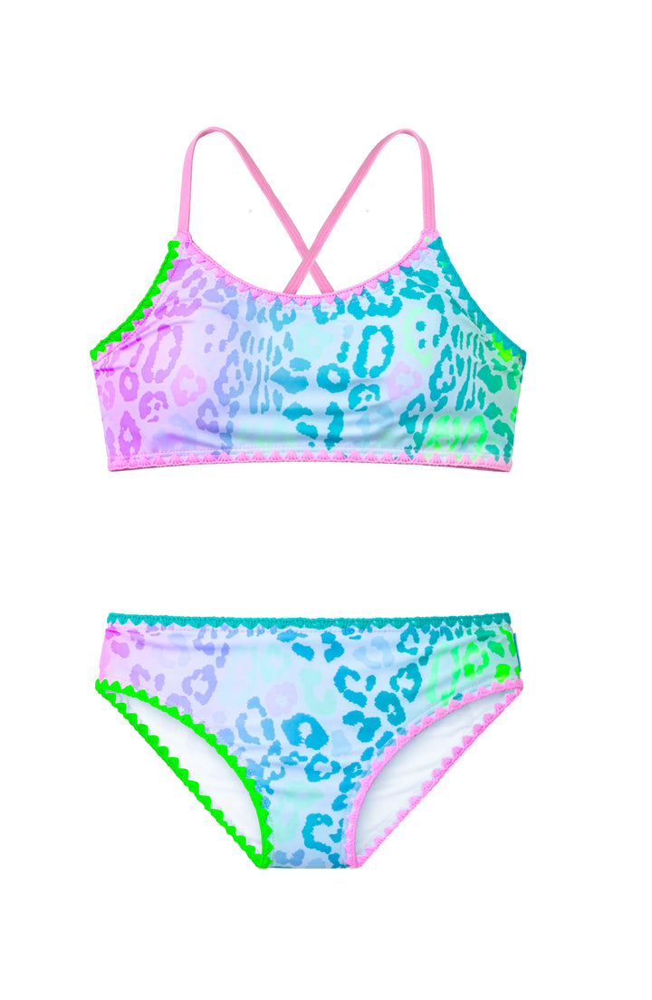 Dalia Leopard Print Bikini with Embroidered Trim