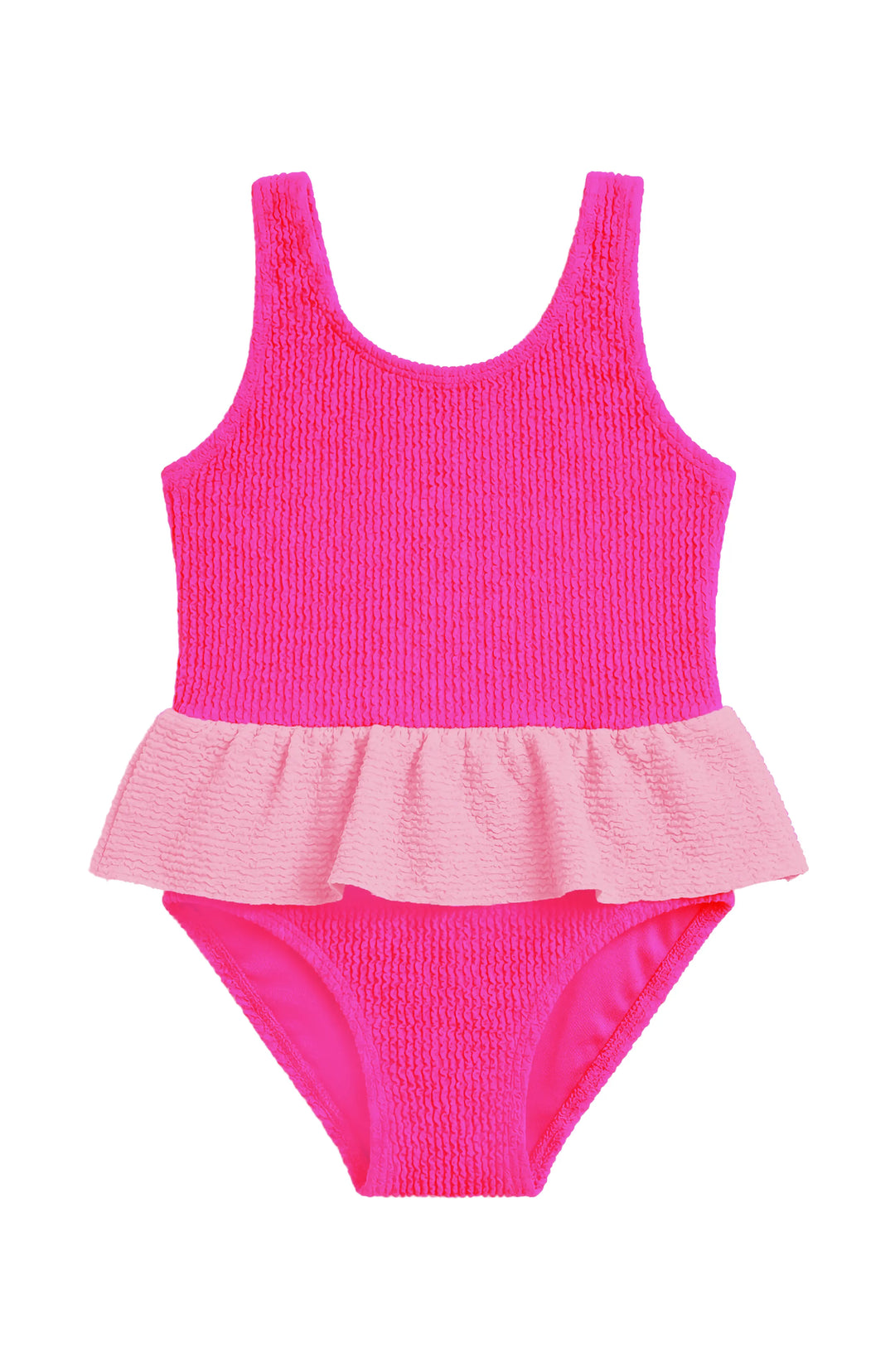 Dot Toddler Crinkle Peplum One Piece - Fuchsia