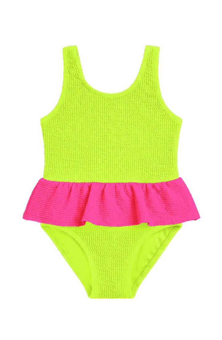 Dot Toddler Crinkle Peplum One Piece - Lime