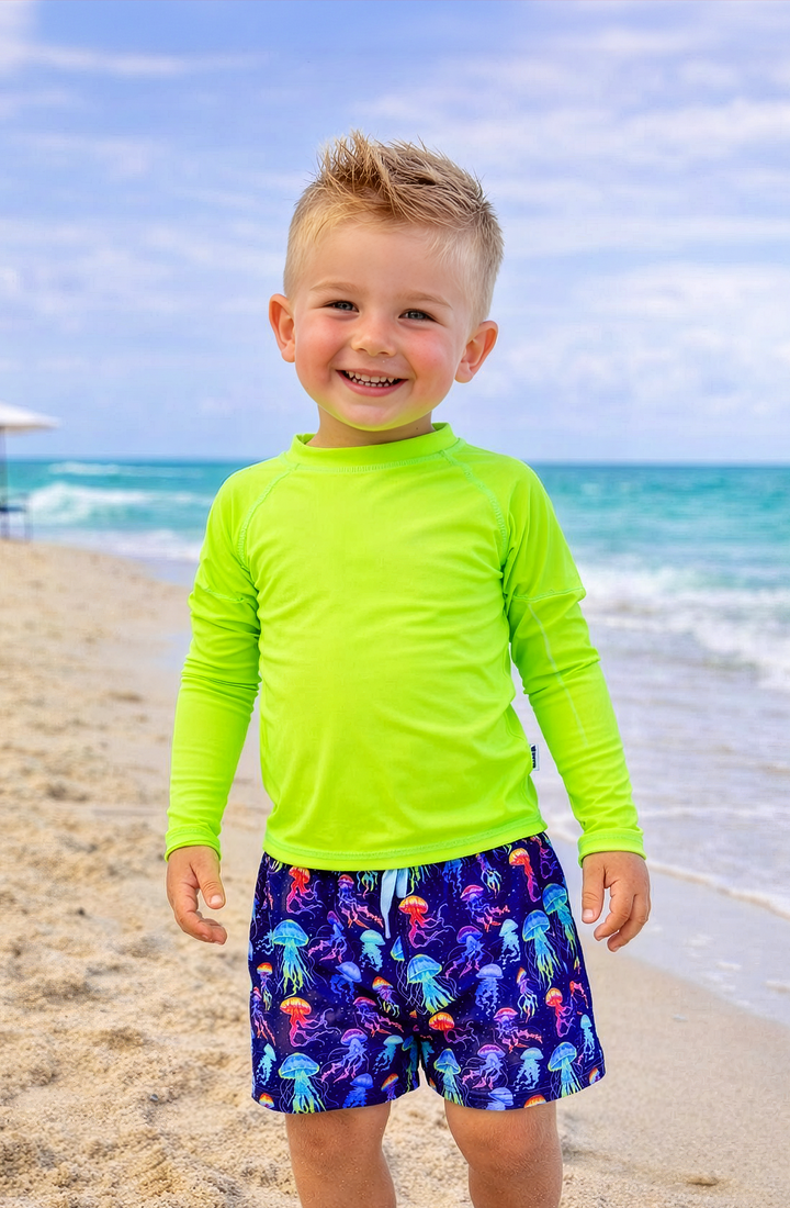 Dylan Boys Neon Jellyfish Print Board Shorts