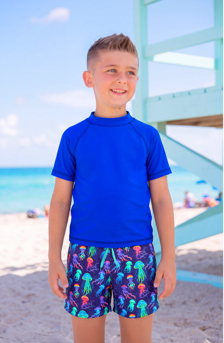 Dylan Boys Neon Jellyfish Print Board Shorts