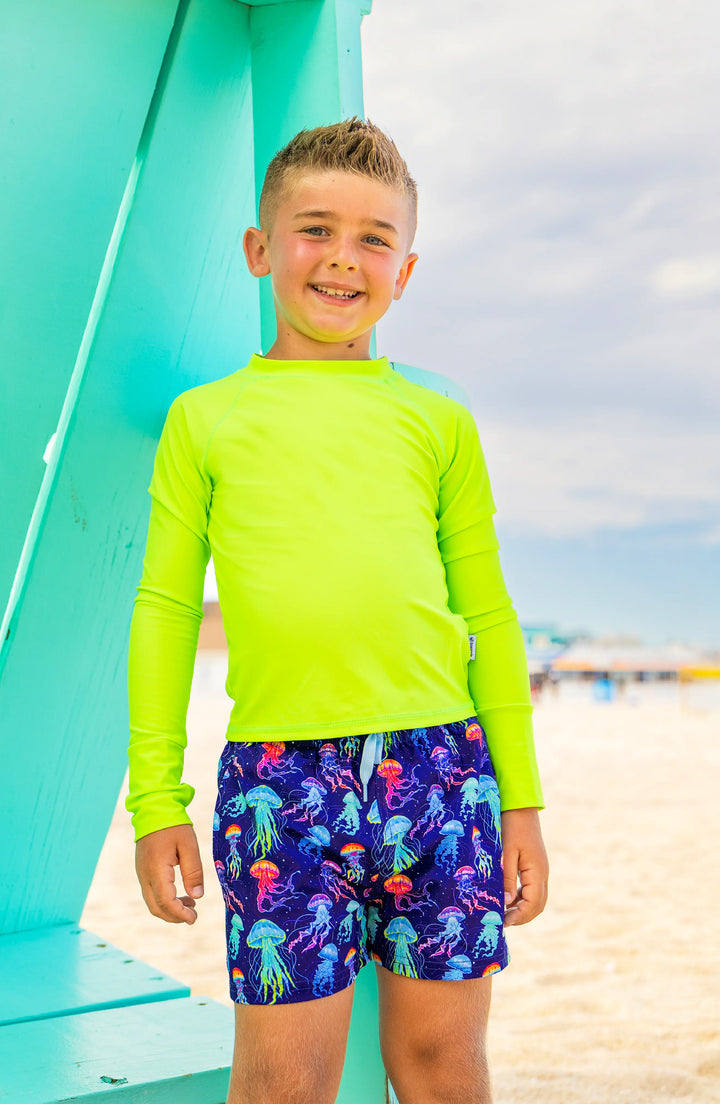 Dylan Boys Neon Jellyfish Print Board Shorts
