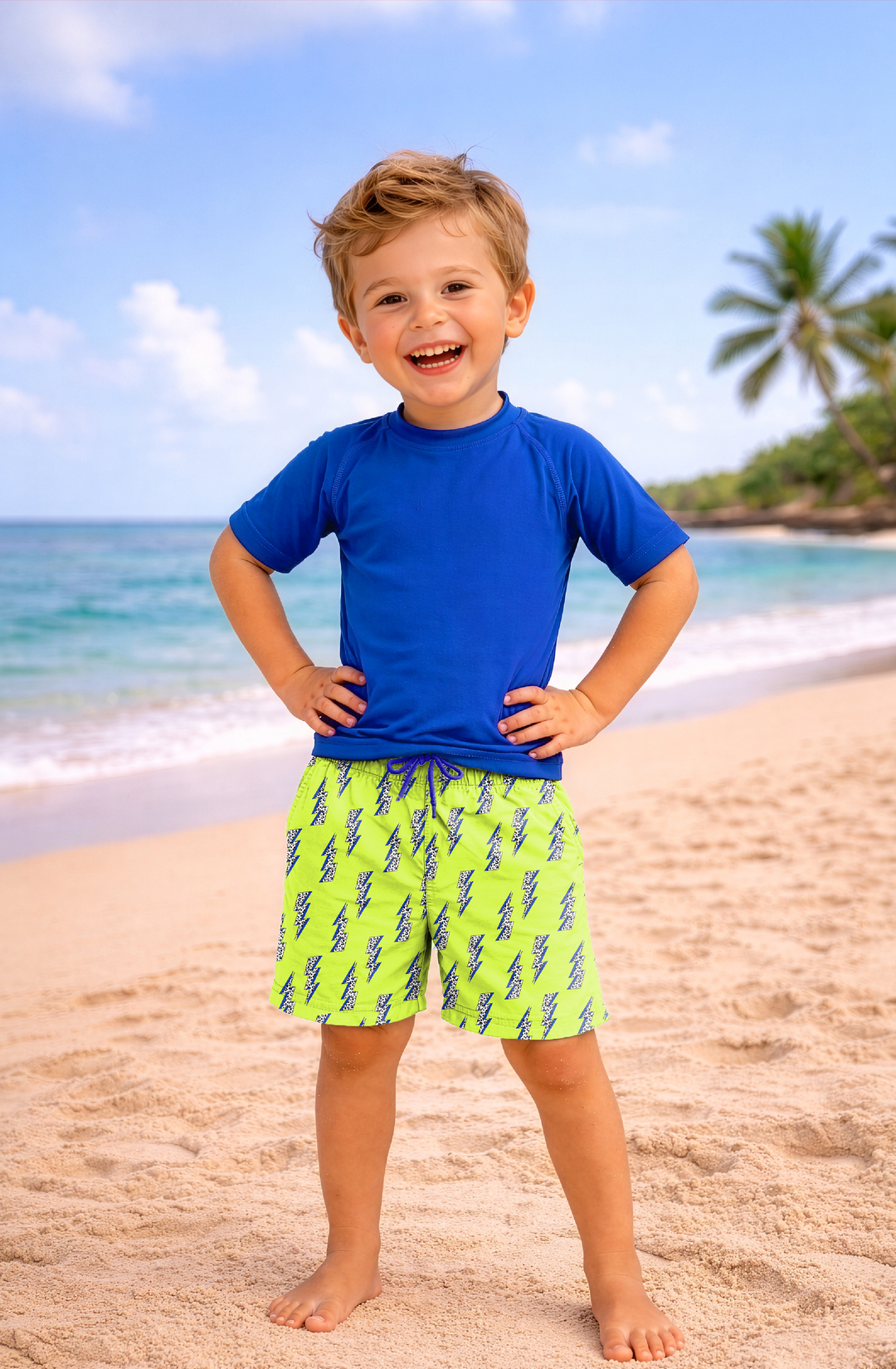 Dylan Boys Lightning Bolt Print Board Shorts