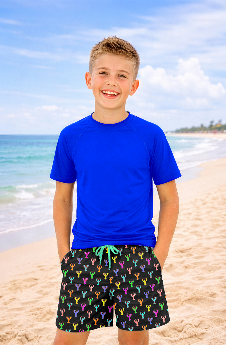 Dylan Boys Multicolor Lobster Print Board Shorts