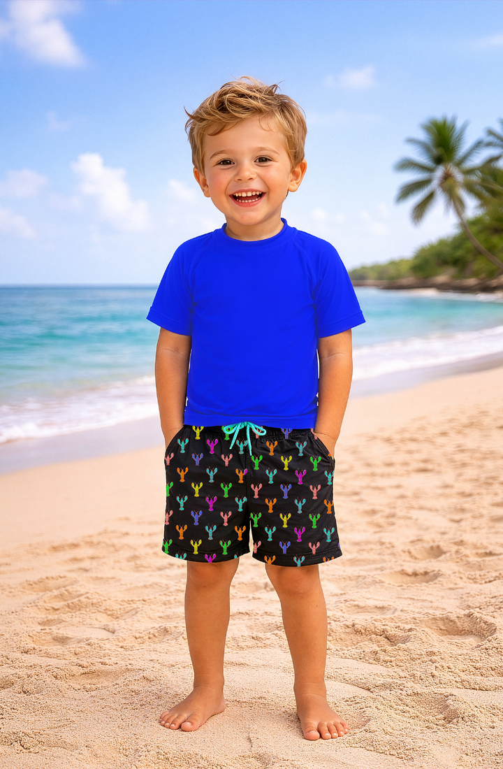 Dylan Boys Multicolor Lobster Print Board Shorts
