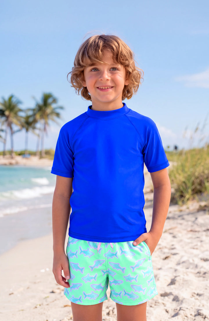 Dylan Boys Neon Sharks Print Board Shorts