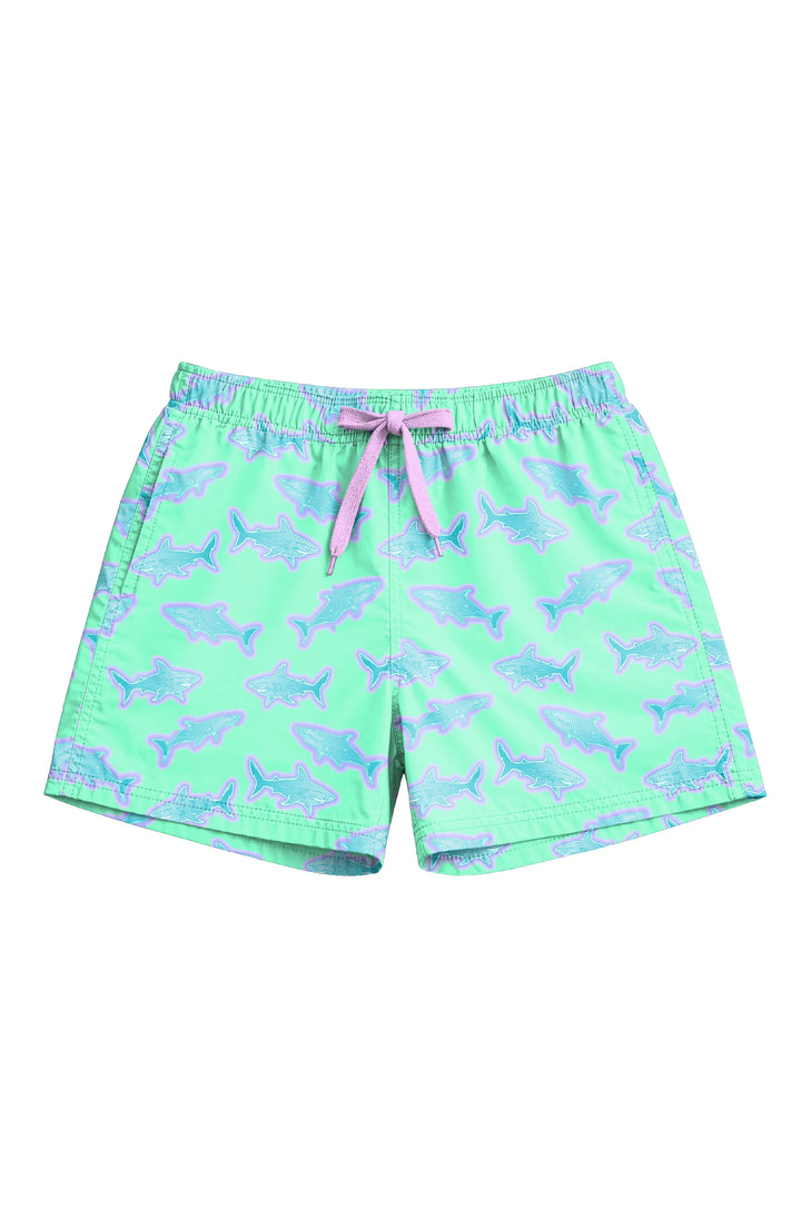 Dylan Boys Neon Sharks Print Board Shorts