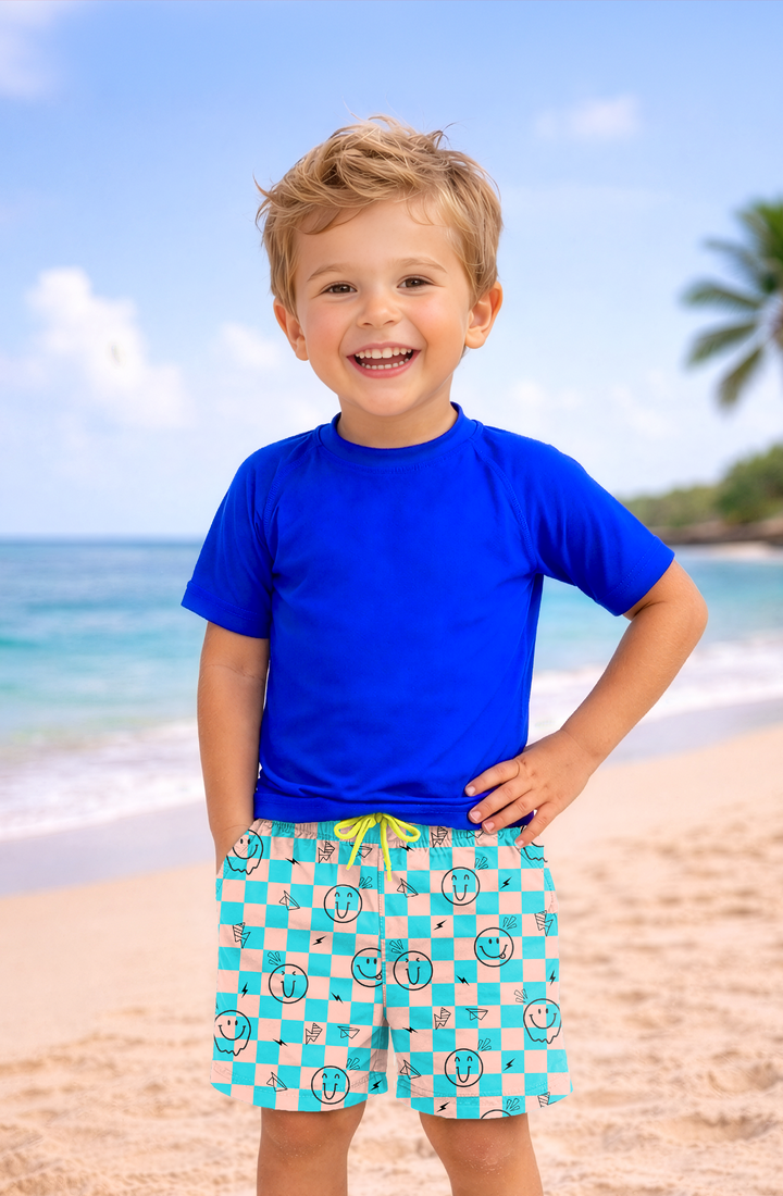 Dylan Boys Retro Smiley Print Board Shorts