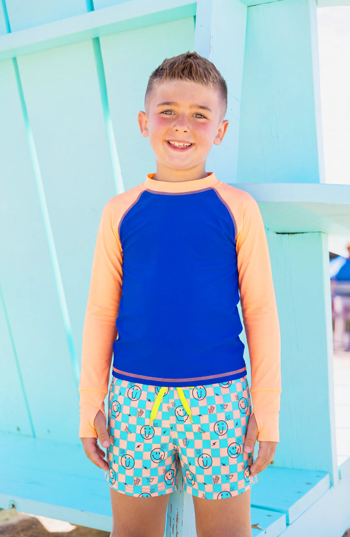 Dylan Boys Retro Smiley Print Board Shorts