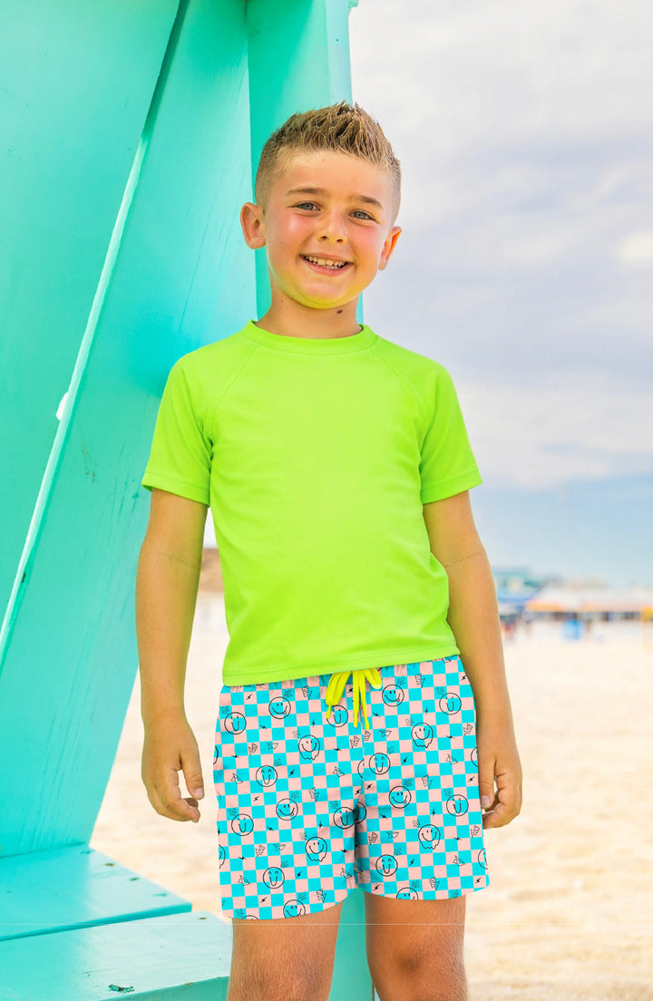 Dylan Boys Retro Smiley Print Board Shorts