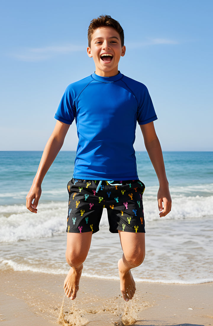 Dylan Boys Multicolor Lobster Print Board Shorts
