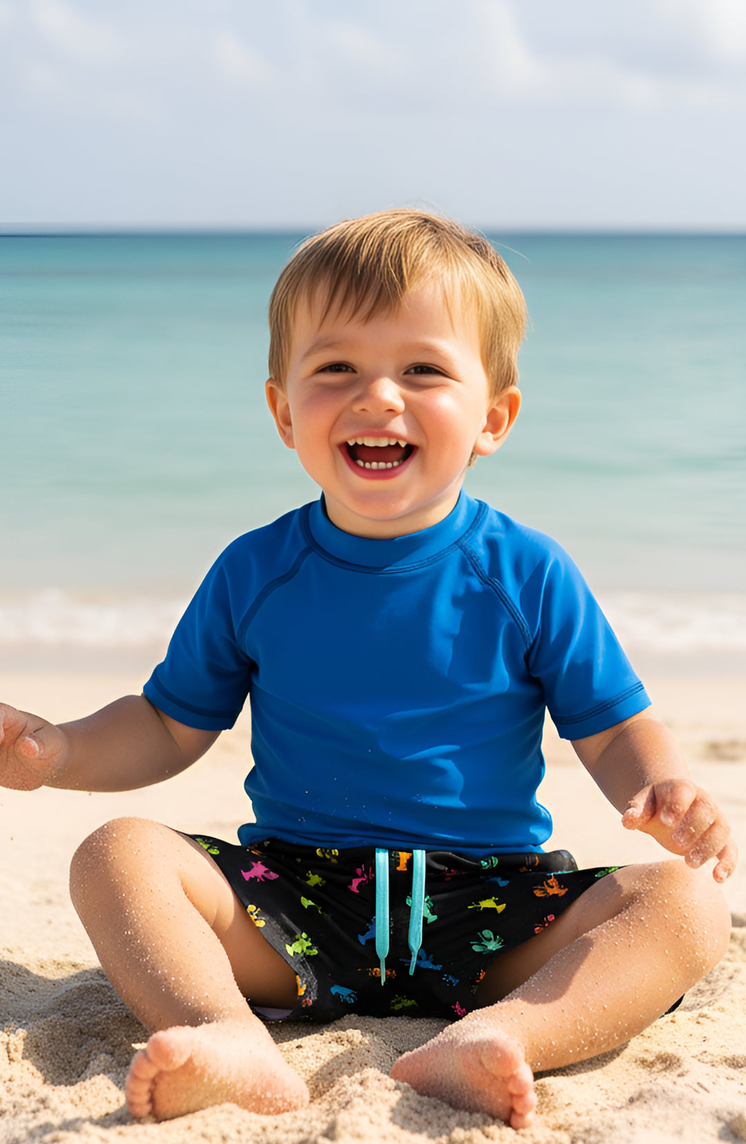 Dylan Boys Multicolor Lobster Print Board Shorts